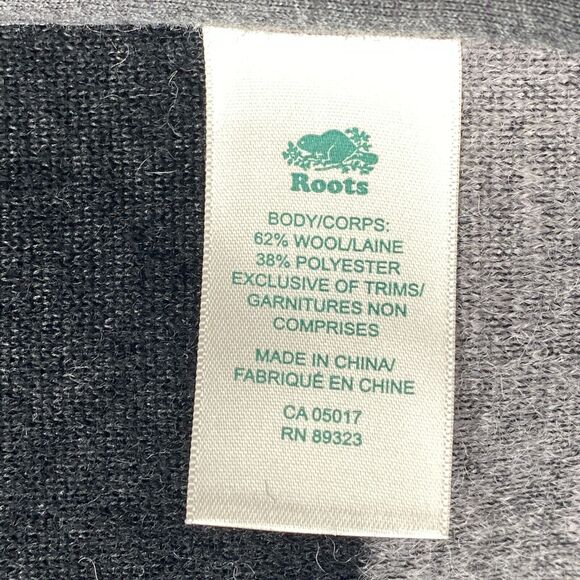 ROOTS CANADA Cardigan Womens M Boiled Wool Blend Striped Open Front Gray Black - Picture 9 of 12